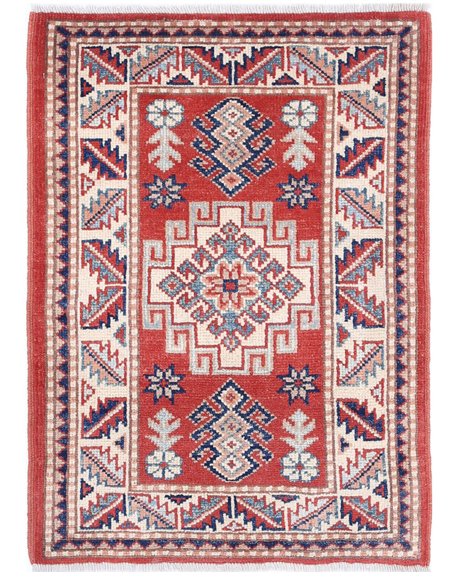 Kazak 2' 0" X 2' 10" Hand Knotted Wool Rug 2' 0" X 2' 10" (61 X 86) / Red / Wool