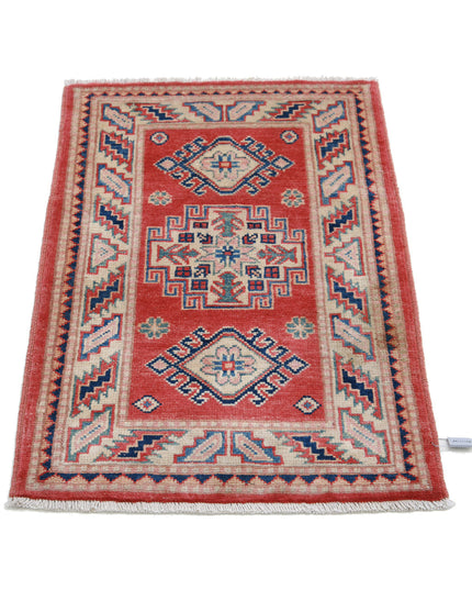 Kazak 2' 0" X 2' 11" Hand Knotted Wool Rug 2' 0" X 2' 11" (61 X 89) / Red / Wool