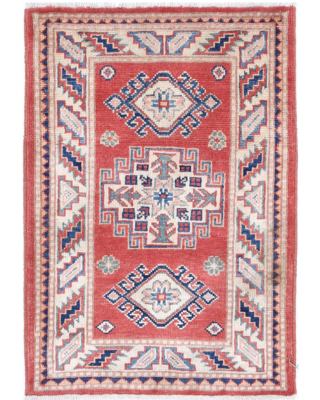 Kazak 2' 0" X 2' 11" Hand Knotted Wool Rug 2' 0" X 2' 11" (61 X 89) / Red / Wool