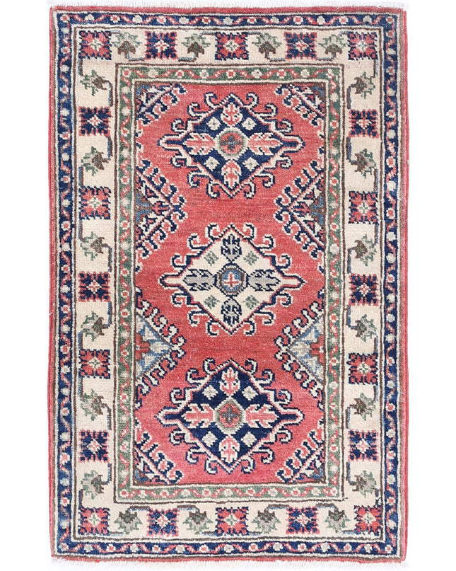 Kazak 1' 10" X 3' 0" Hand Knotted Wool Rug 1' 10" X 3' 0" (56 X 91) / Red / Wool