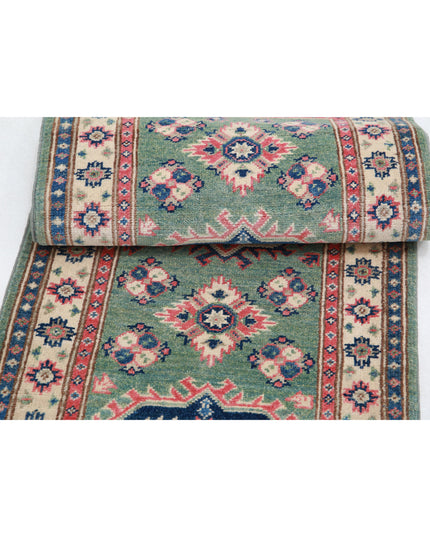 Kazak 1' 11" X 5' 7" Hand Knotted Wool Rug 1' 11" X 5' 7" (59 X 170) / Green / Wool