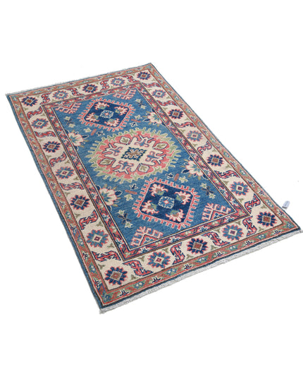Kazak 2' 7" X 4' 1" Hand Knotted Wool Rug 2' 7" X 4' 1" (79 X 124) / Blue / Wool