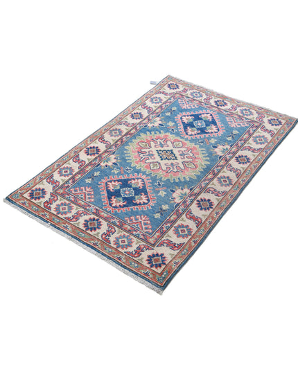 Kazak 2' 7" X 4' 1" Hand Knotted Wool Rug 2' 7" X 4' 1" (79 X 124) / Blue / Wool