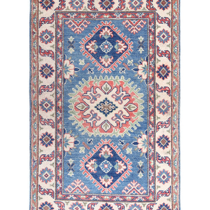 Kazak 2' 7" X 4' 1" Hand Knotted Wool Rug 2' 7" X 4' 1" (79 X 124) / Blue / Wool