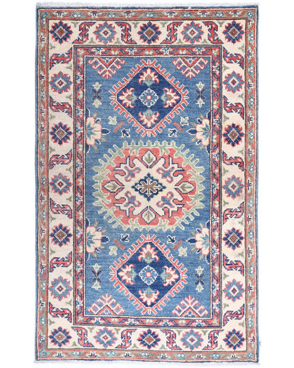 Kazak 2' 7" X 4' 1" Hand Knotted Wool Rug 2' 7" X 4' 1" (79 X 124) / Blue / Wool