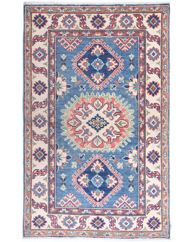 Kazak 2' 7" X 4' 1" Hand Knotted Wool Rug 2' 7" X 4' 1" (79 X 124) / Blue / Wool