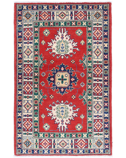 Kazak 2' 8" X 4' 2" Hand Knotted Wool Rug 2' 8" X 4' 2" (81 X 127) / Red / Wool