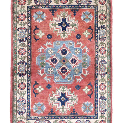 Kazak 2' 10" X 4' 0" Hand Knotted Wool Rug 2' 10" X 4' 0" (86 X 122) / Red / Wool