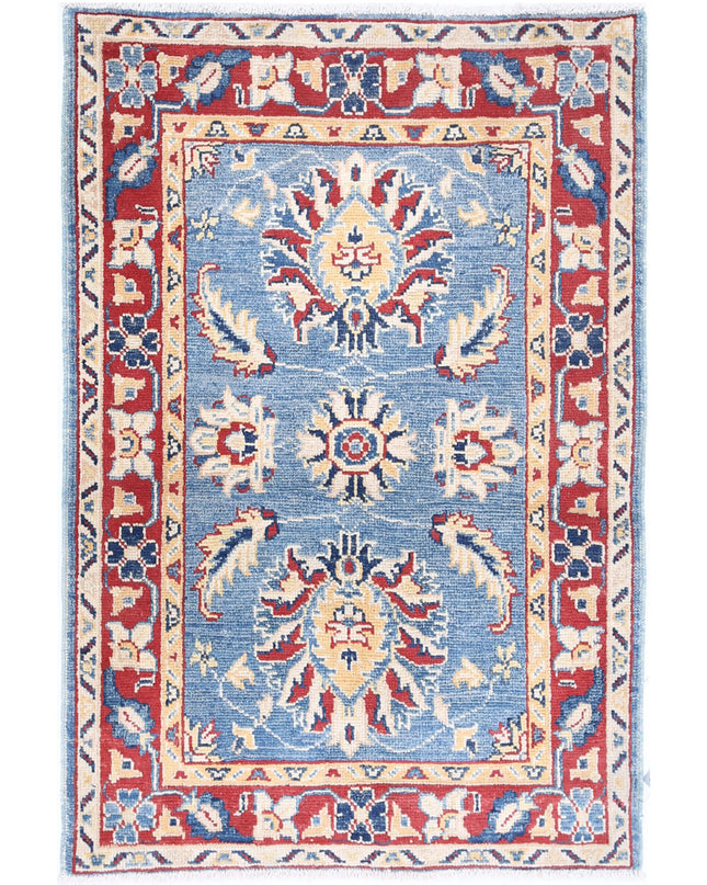Kazak 2' 7" X 3' 10" Hand Knotted Wool Rug 2' 7" X 3' 10" (79 X 117) / Blue / Wool