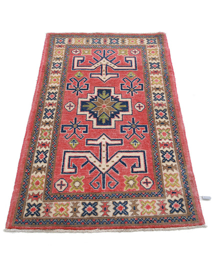 Kazak 2' 5" X 4' 5" Hand Knotted Wool Rug 2' 5" X 4' 5" (74 X 135) / Red / Wool