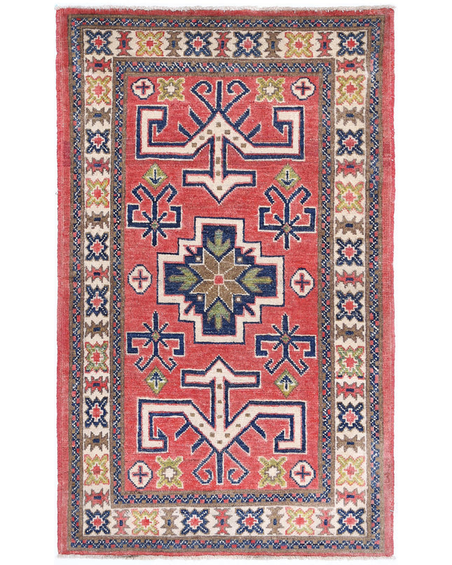Kazak 2' 5" X 4' 5" Hand Knotted Wool Rug 2' 5" X 4' 5" (74 X 135) / Red / Wool