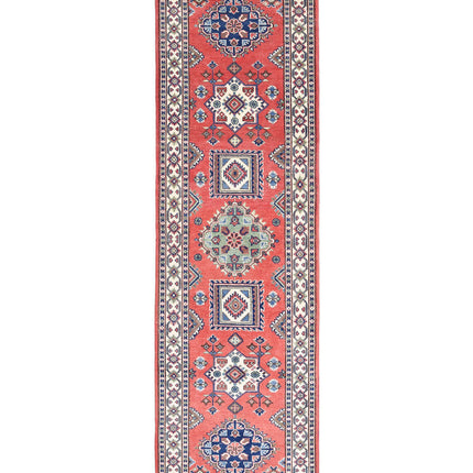 Kazak 2' 8" X 9' 6" Hand Knotted Wool Rug 2' 8" X 9' 6" (81 X 290) / Red / Wool