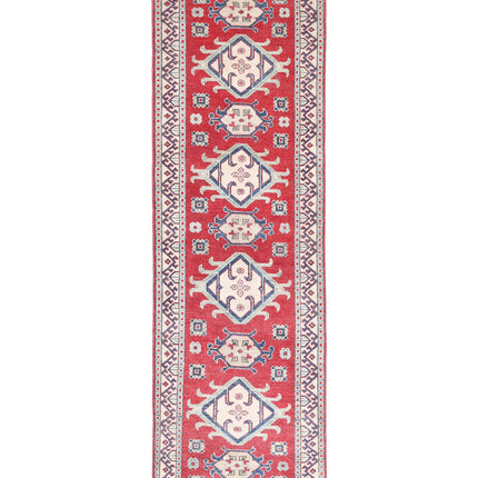 Kazak 2' 8" X 9' 8" Hand Knotted Wool Rug 2' 8" X 9' 8" (81 X 295) / Red / Wool
