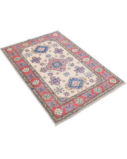 Kazak 3' 3" X 4' 8" Hand Knotted Wool Rug 3' 3" X 4' 8" (99 X 142) / Ivory / Wool