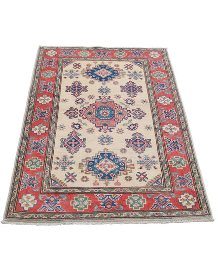 Kazak 3' 3" X 4' 8" Hand Knotted Wool Rug 3' 3" X 4' 8" (99 X 142) / Ivory / Wool