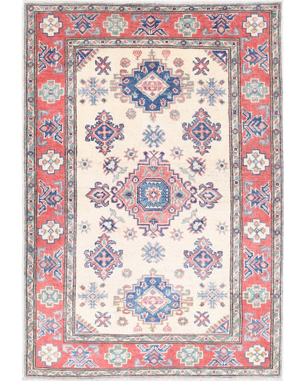 Kazak 3' 3" X 4' 8" Hand Knotted Wool Rug 3' 3" X 4' 8" (99 X 142) / Ivory / Wool