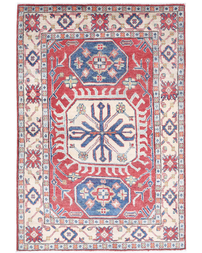 Kazak 3' 3" X 5' 0" Hand Knotted Wool Rug 3' 3" X 5' 0" (99 X 152) / Red / Wool