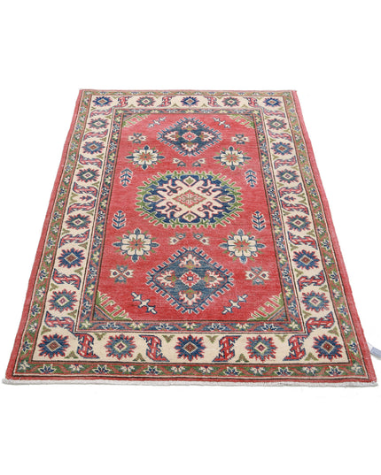 Kazak 3' 3" X 4' 10" Hand Knotted Wool Rug 3' 3" X 4' 10" (99 X 147) / Red / Wool