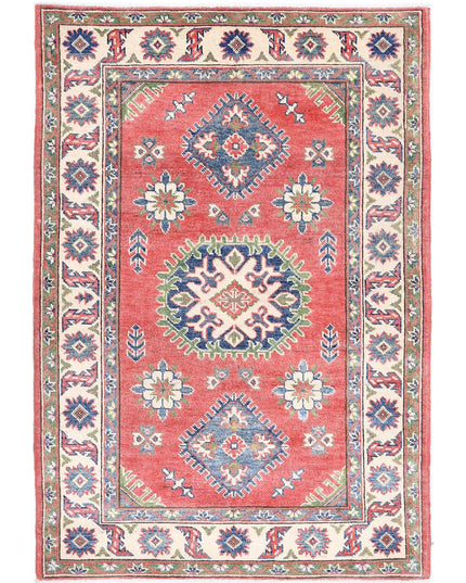 Kazak 3' 3" X 4' 10" Hand Knotted Wool Rug 3' 3" X 4' 10" (99 X 147) / Red / Wool