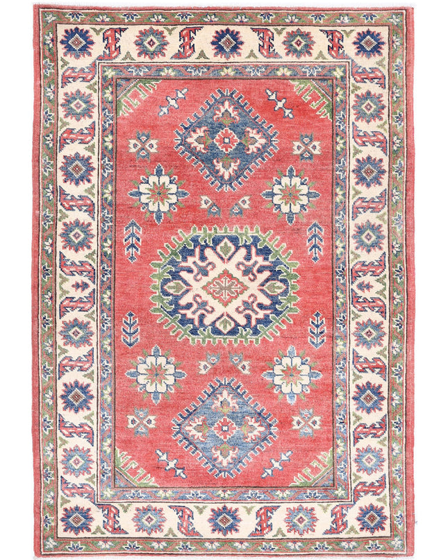 Kazak 3' 3" X 4' 10" Hand Knotted Wool Rug 3' 3" X 4' 10" (99 X 147) / Red / Wool