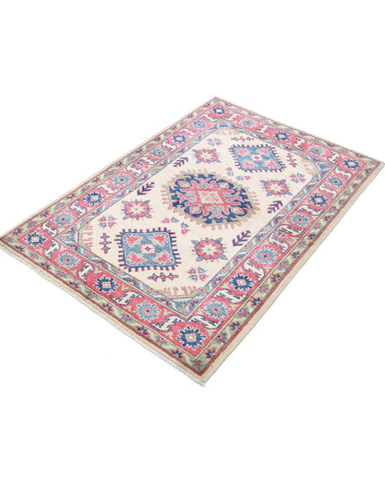 Kazak 3' 4" X 4' 8" Hand Knotted Wool Rug 3' 4" X 4' 8" (101 X 142) / Ivory / Wool