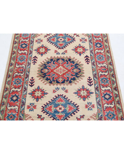 Kazak 3' 4" X 4' 8" Hand Knotted Wool Rug 3' 4" X 4' 8" (101 X 142) / Ivory / Wool