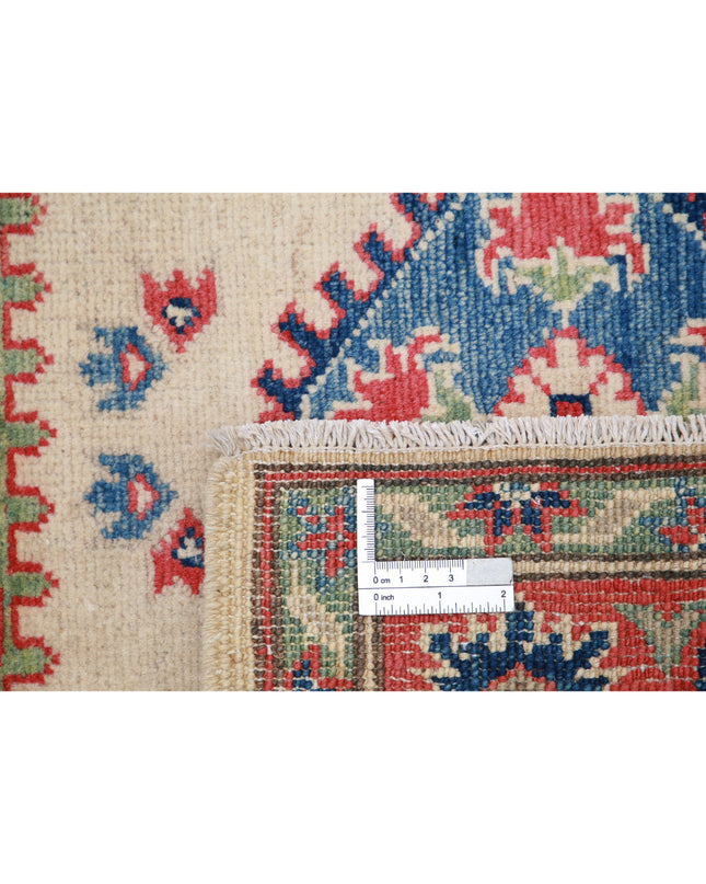 Kazak 3' 4" X 4' 8" Hand Knotted Wool Rug 3' 4" X 4' 8" (101 X 142) / Ivory / Wool