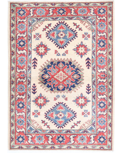 Kazak 3' 4" X 4' 8" Hand Knotted Wool Rug 3' 4" X 4' 8" (101 X 142) / Ivory / Wool