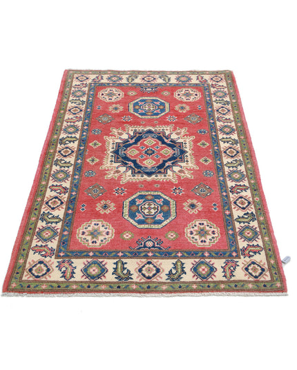 Kazak 3' 3" X 4' 10" Hand Knotted Wool Rug 3' 3" X 4' 10" (99 X 147) / Red / Wool