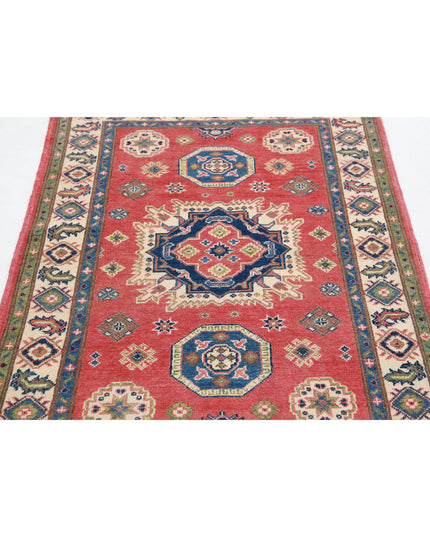 Kazak 3' 3" X 4' 10" Hand Knotted Wool Rug 3' 3" X 4' 10" (99 X 147) / Red / Wool