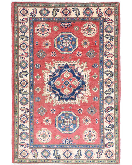 Kazak 3' 3" X 4' 10" Hand Knotted Wool Rug 3' 3" X 4' 10" (99 X 147) / Red / Wool