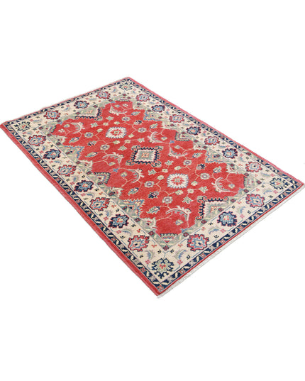 Kazak 3' 2" X 4' 7" Hand Knotted Wool Rug 3' 2" X 4' 7" (97 X 140) / Red / Wool