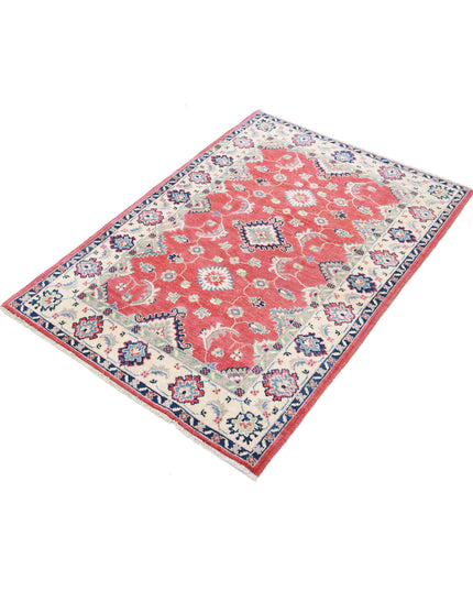 Kazak 3' 2" X 4' 7" Hand Knotted Wool Rug 3' 2" X 4' 7" (97 X 140) / Red / Wool