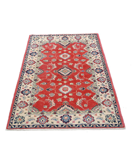 Kazak 3' 2" X 4' 7" Hand Knotted Wool Rug 3' 2" X 4' 7" (97 X 140) / Red / Wool