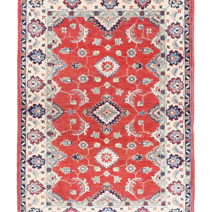 Kazak 3' 2" X 4' 7" Hand Knotted Wool Rug 3' 2" X 4' 7" (97 X 140) / Red / Wool