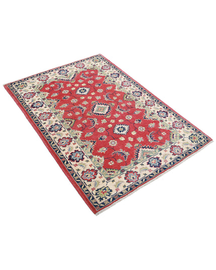 Kazak 3' 0" X 4' 8" Hand Knotted Wool Rug 3' 0" X 4' 8" (91 X 142) / Red / Wool