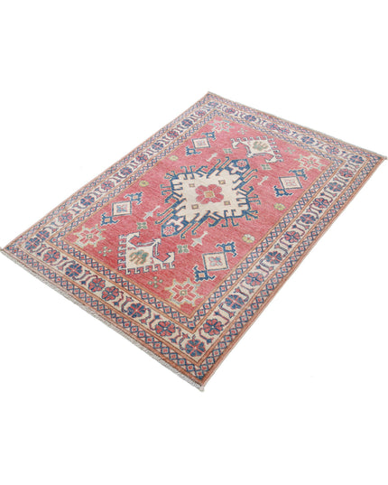 Kazak 3' 2" X 4' 8" Hand Knotted Wool Rug 3' 2" X 4' 8" (97 X 142) / Red / Wool
