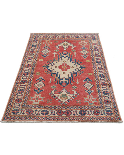 Kazak 3' 2" X 4' 8" Hand Knotted Wool Rug 3' 2" X 4' 8" (97 X 142) / Red / Wool