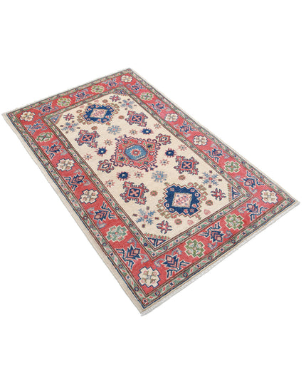 Kazak 3' 1" X 4' 10" Hand Knotted Wool Rug 3' 1" X 4' 10" (94 X 147) / Ivory / Wool