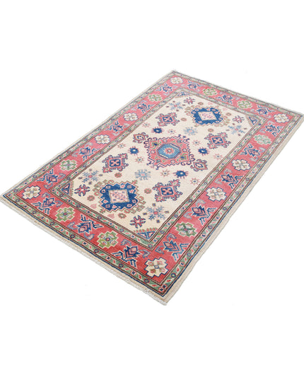 Kazak 3' 1" X 4' 10" Hand Knotted Wool Rug 3' 1" X 4' 10" (94 X 147) / Ivory / Wool