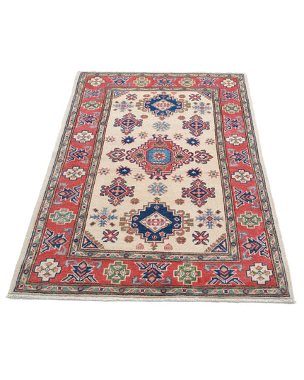 Kazak 3' 1" X 4' 10" Hand Knotted Wool Rug 3' 1" X 4' 10" (94 X 147) / Ivory / Wool