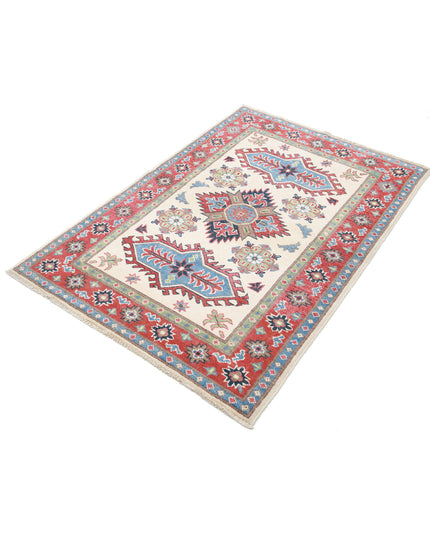 Kazak 3' 4" X 4' 10" Hand Knotted Wool Rug 3' 4" X 4' 10" (101 X 147) / Ivory / Wool