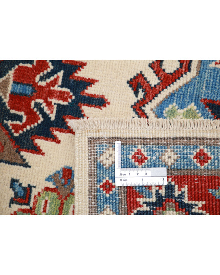 Kazak 3' 4" X 4' 10" Hand Knotted Wool Rug 3' 4" X 4' 10" (101 X 147) / Ivory / Wool