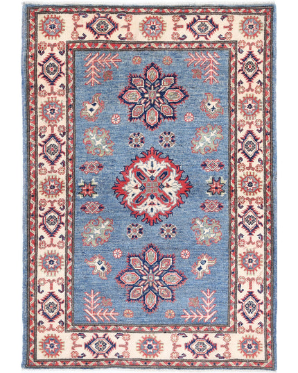 Kazak 3' 3" X 4' 9" Hand Knotted Wool Rug 3' 3" X 4' 9" (99 X 145) / Blue / Wool