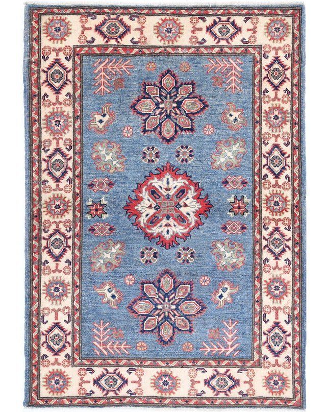 Kazak 3' 3" X 4' 9" Hand Knotted Wool Rug 3' 3" X 4' 9" (99 X 145) / Blue / Wool