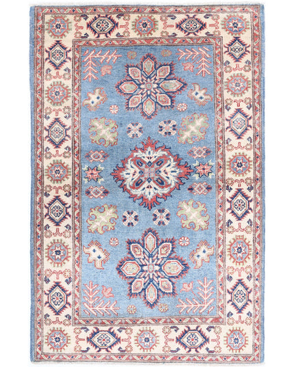 Kazak 2' 11" X 4' 8" Hand Knotted Wool Rug 2' 11" X 4' 8" (89 X 142) / Blue / Wool