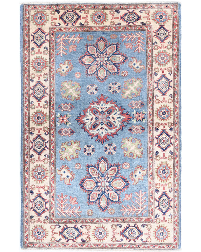 Kazak 2' 11" X 4' 8" Hand Knotted Wool Rug 2' 11" X 4' 8" (89 X 142) / Blue / Wool