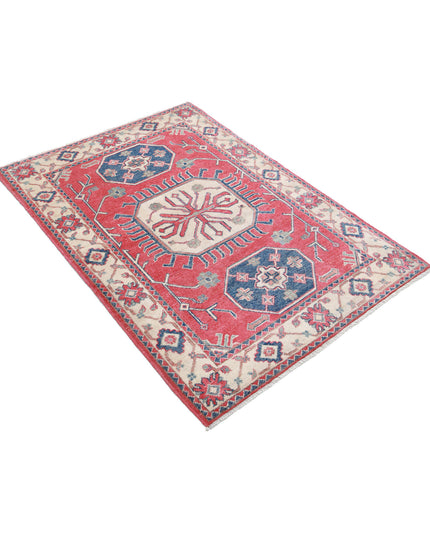 Kazak 3' 3" X 4' 8" Hand Knotted Wool Rug 3' 3" X 4' 8" (99 X 142) / Red / Wool