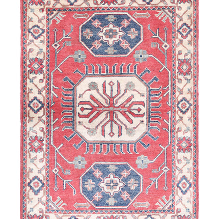 Kazak 3' 3" X 4' 8" Hand Knotted Wool Rug 3' 3" X 4' 8" (99 X 142) / Red / Wool