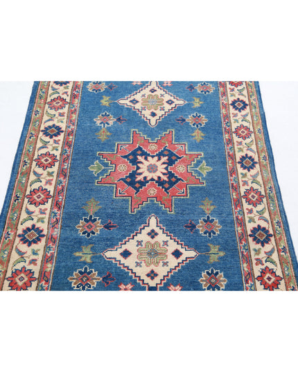 Kazak 3' 2" X 4' 9" Hand Knotted Wool Rug 3' 2" X 4' 9" (97 X 145) / Blue / Wool
